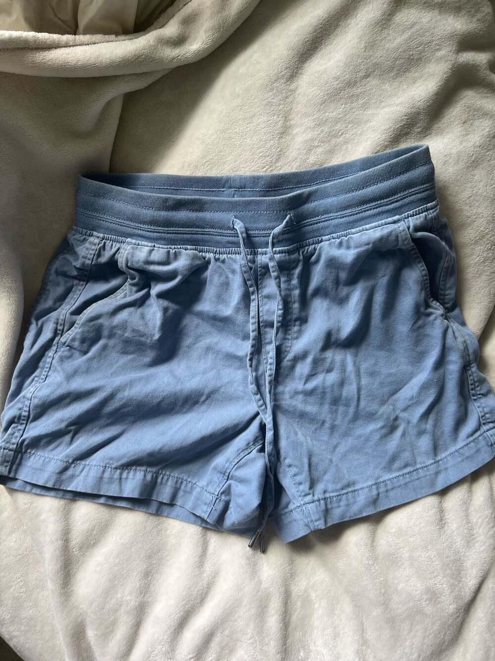 Orvis Women's Blue Cotton Blend Elastic Waist Drawstring Pull-On Shorts Size S